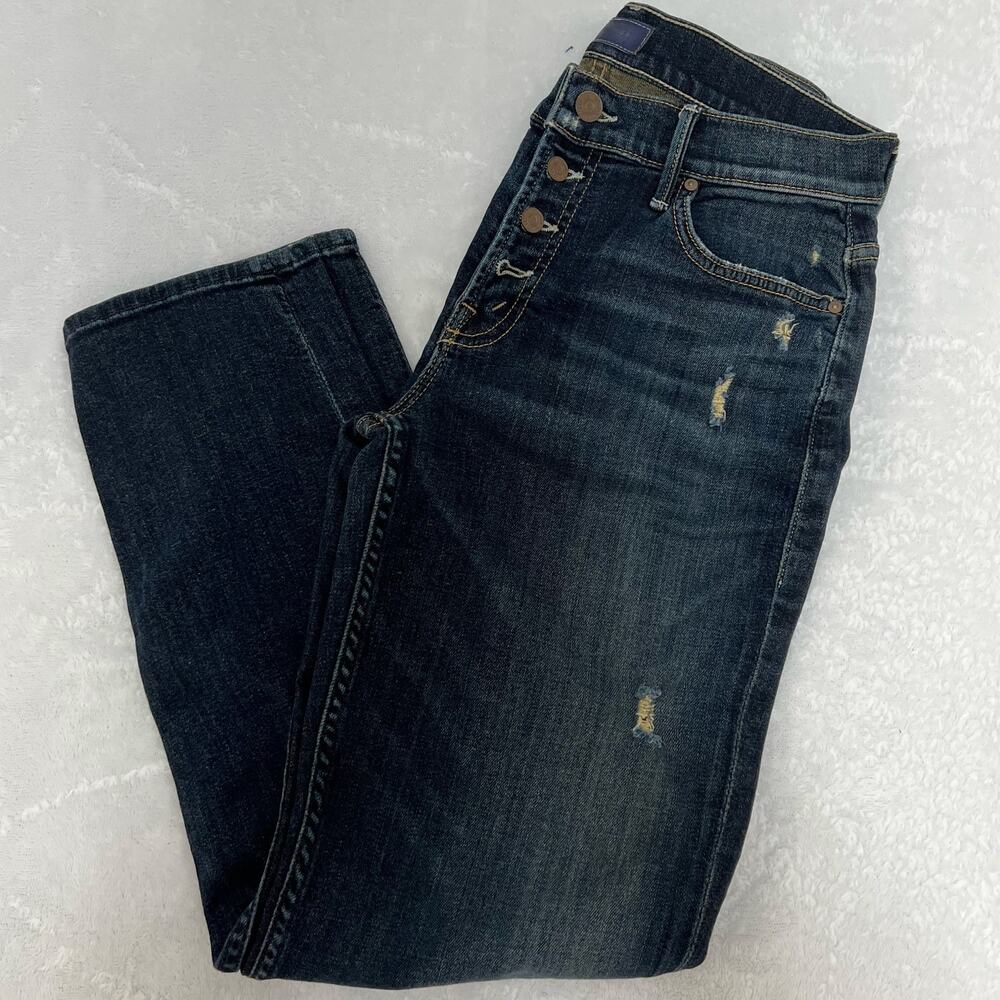 Mother The Pixie Dropout Button Fly Denim Jeans Distressed Size 24 Edgy Grunge‎ - Picture 13 of 16